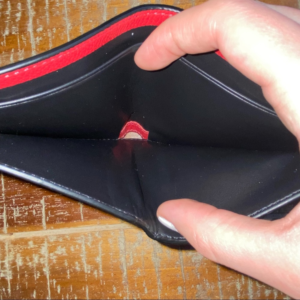 Mens Coach true red calf leather bi-fold sports wallet - Picture 7 of 8